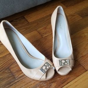 opened toed coach heels